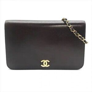 Authentic CHANEL Smooth calf brown single flap classic 24k gold shoulder bag